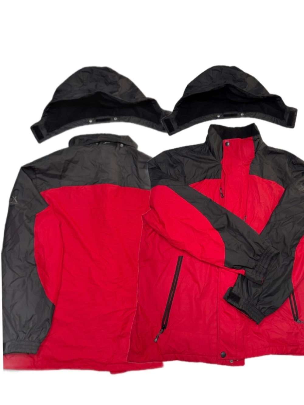 ZeroXposur Red and Black Two-Tone Hooded Raincoat